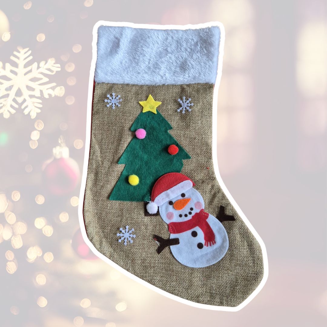 Gepersonaliseerde kerstsok met naam en figuur