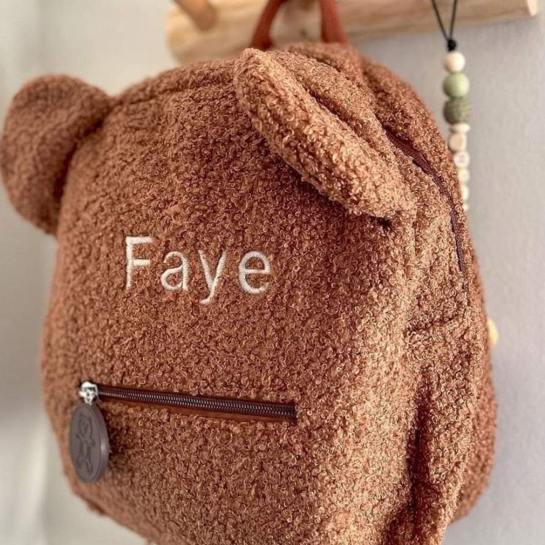Teddy rugzakje met naam (verschillende kleuren)