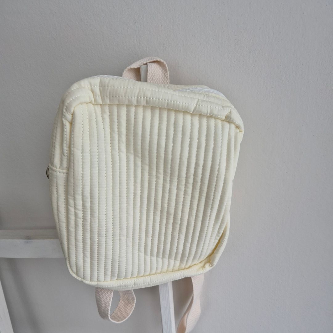 Witte rugzak (rib) met naam