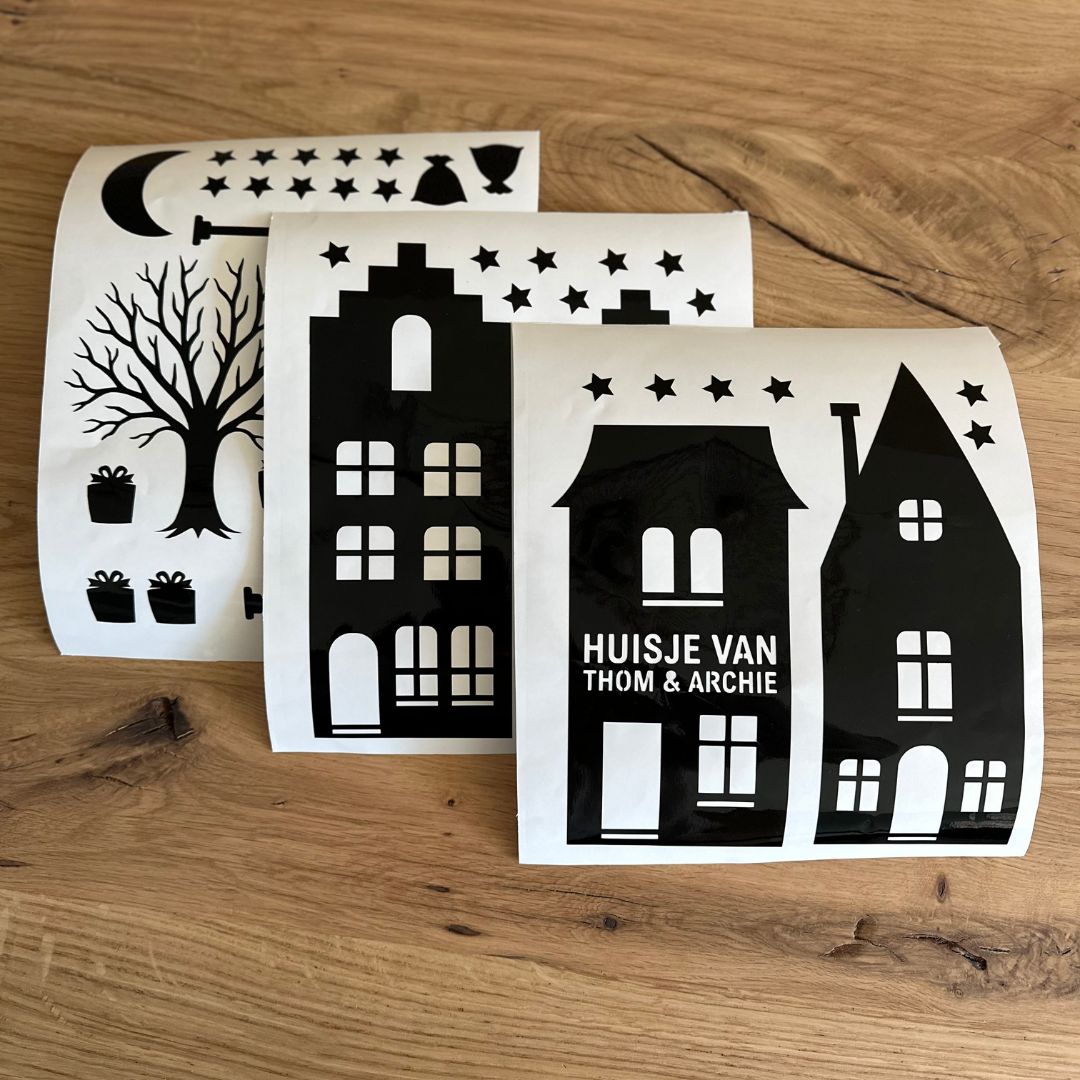 Gepersonaliseerde Sinterklaas Raamstickers XL - straatje met naam