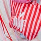 Canvas Shopper Juf (rood met roze gestreept)