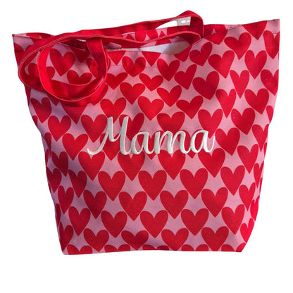 Hartjes canvas tas met Mama of Oma (borduur)