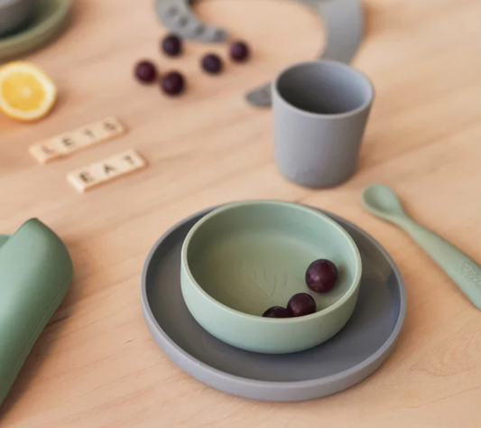 Jollein kinderserviesset Siliconen 4-delig - Storm Grey