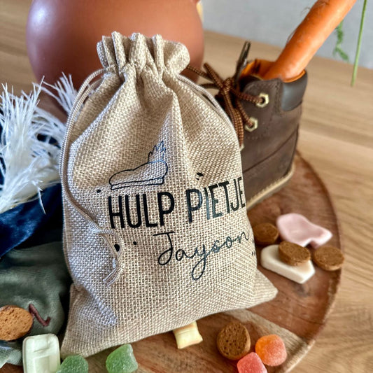Jute pepernotenzakjes met naam (verschillende opties)