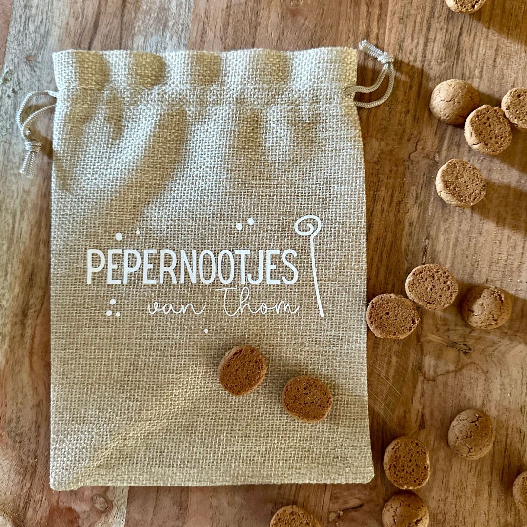 Jute pepernotenzakjes met naam (verschillende opties)