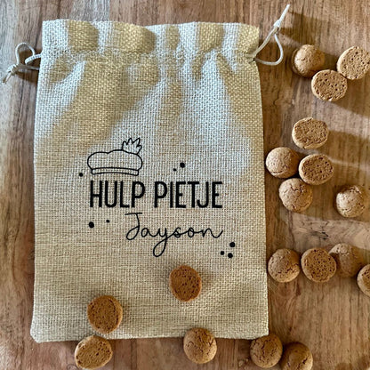 Jute pepernotenzakjes met naam (verschillende opties)