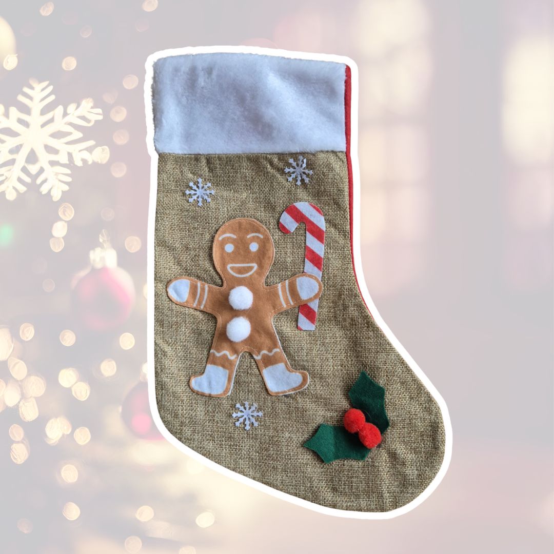 Gepersonaliseerde kerstsok met naam en figuur