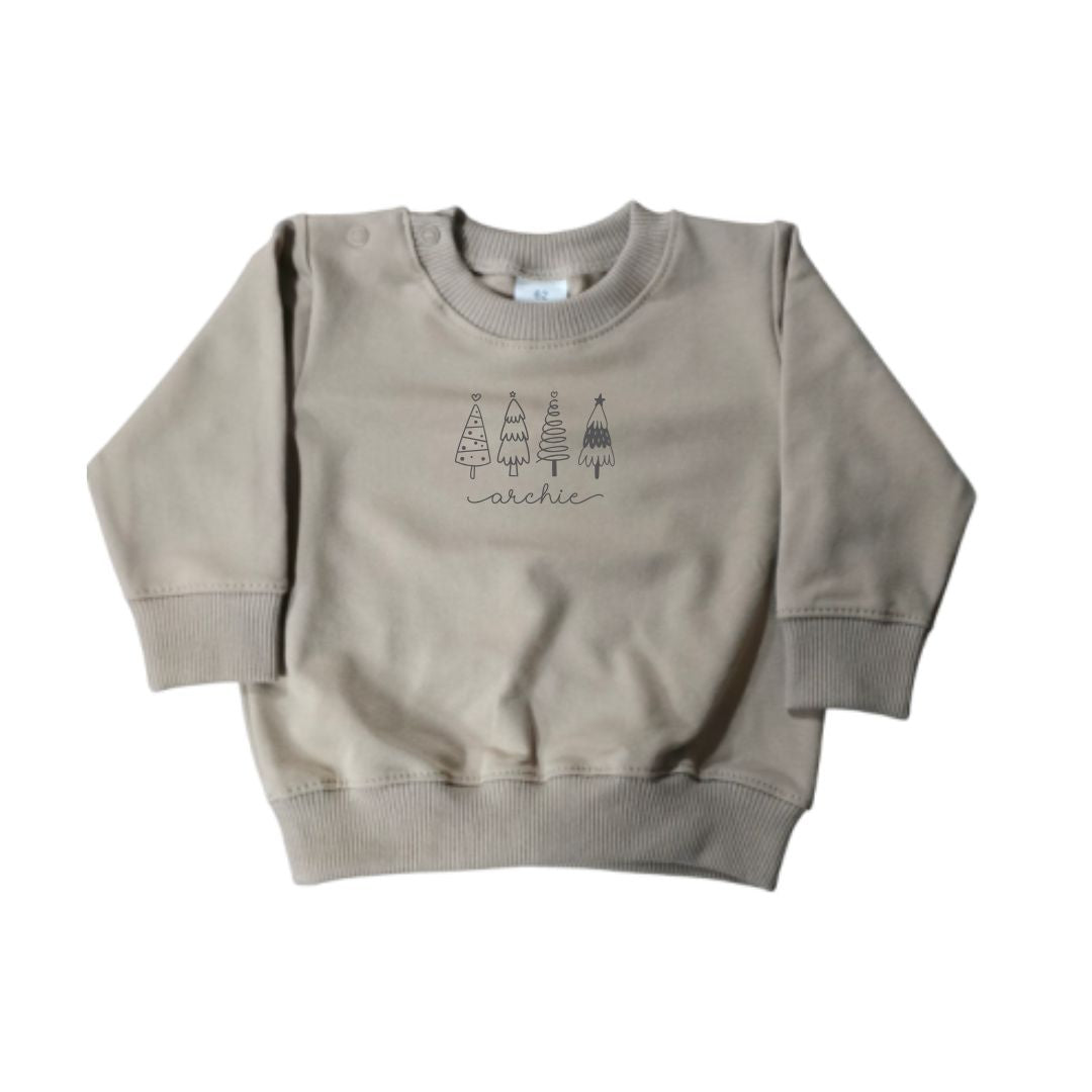 Kersttrui gepersonaliseerd met naam en kerstbomen