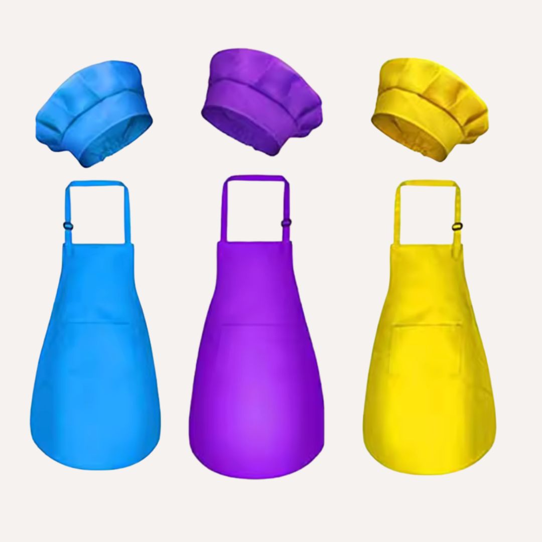 Kinderschort (+ muts) met naam (verschillende kleuren)