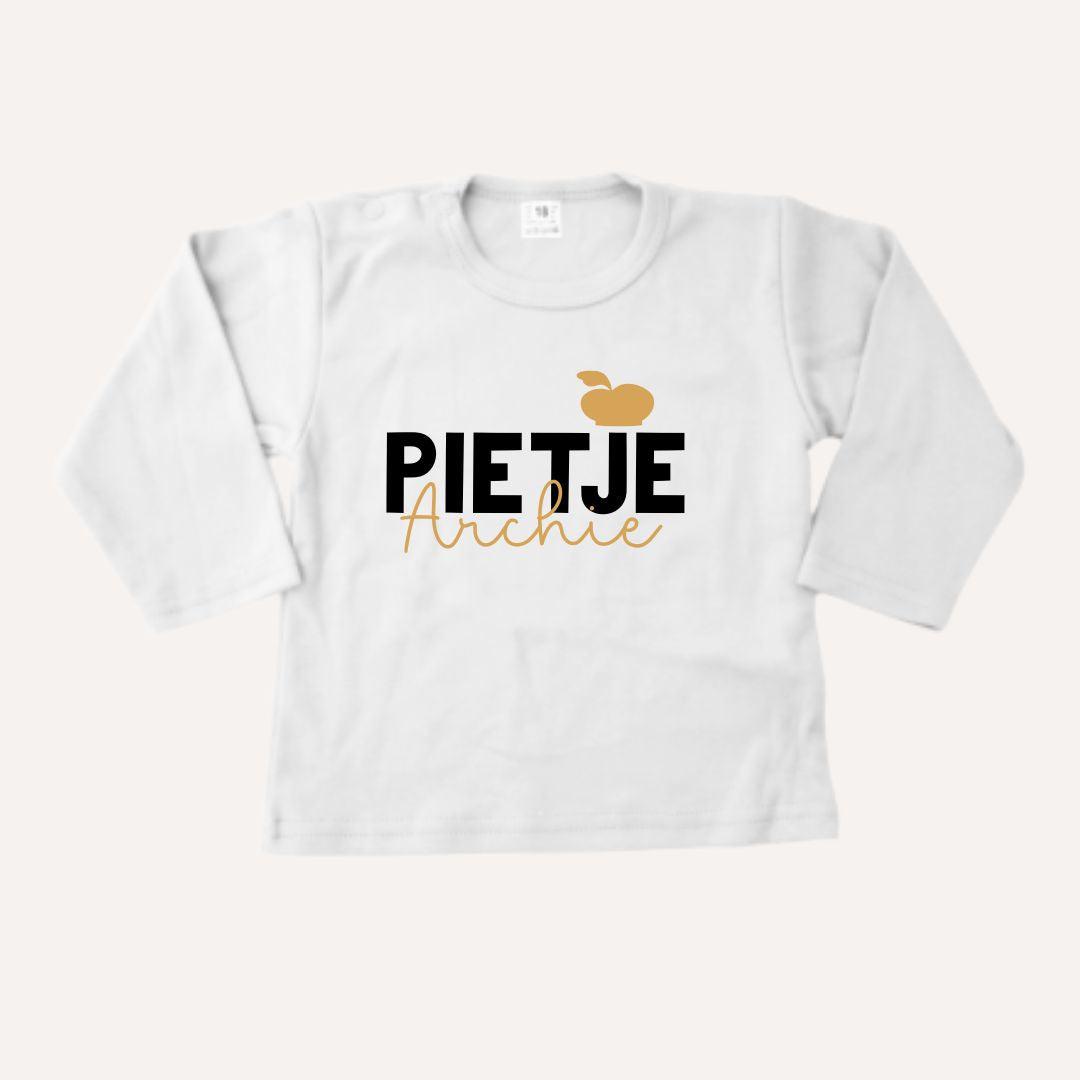 Pietenshirt met naam lange mouw (verschillende kleuren)