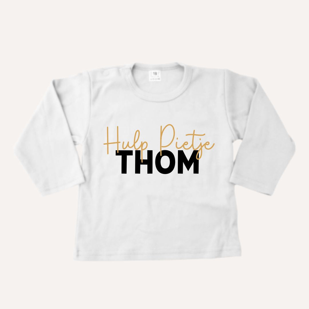 Pietenshirt met naam lange mouw (verschillende kleuren)