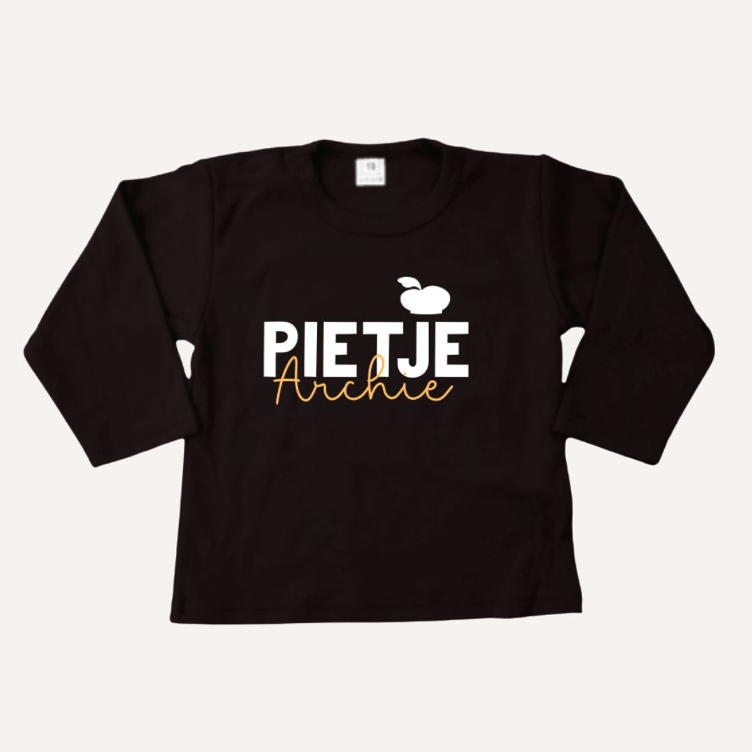 Pietenshirt met naam lange mouw (verschillende kleuren)